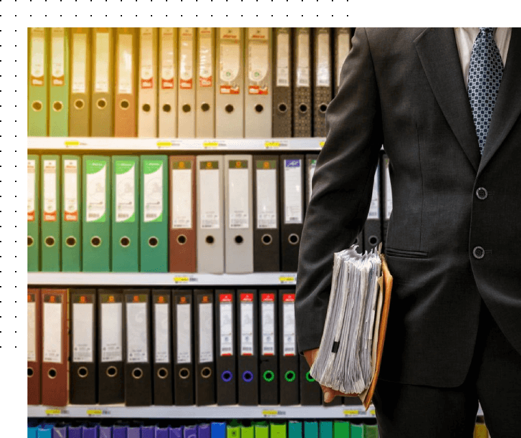 Man holding files